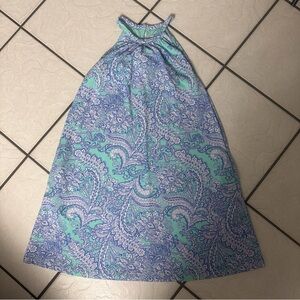 Cynthia Rowley Halter Dress Womens Size S Seafoam Green Blue Paisley Boho Lined